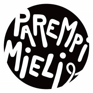 Mustavalkoinen ympyrälogo, jossa lukee Parempi mieli.